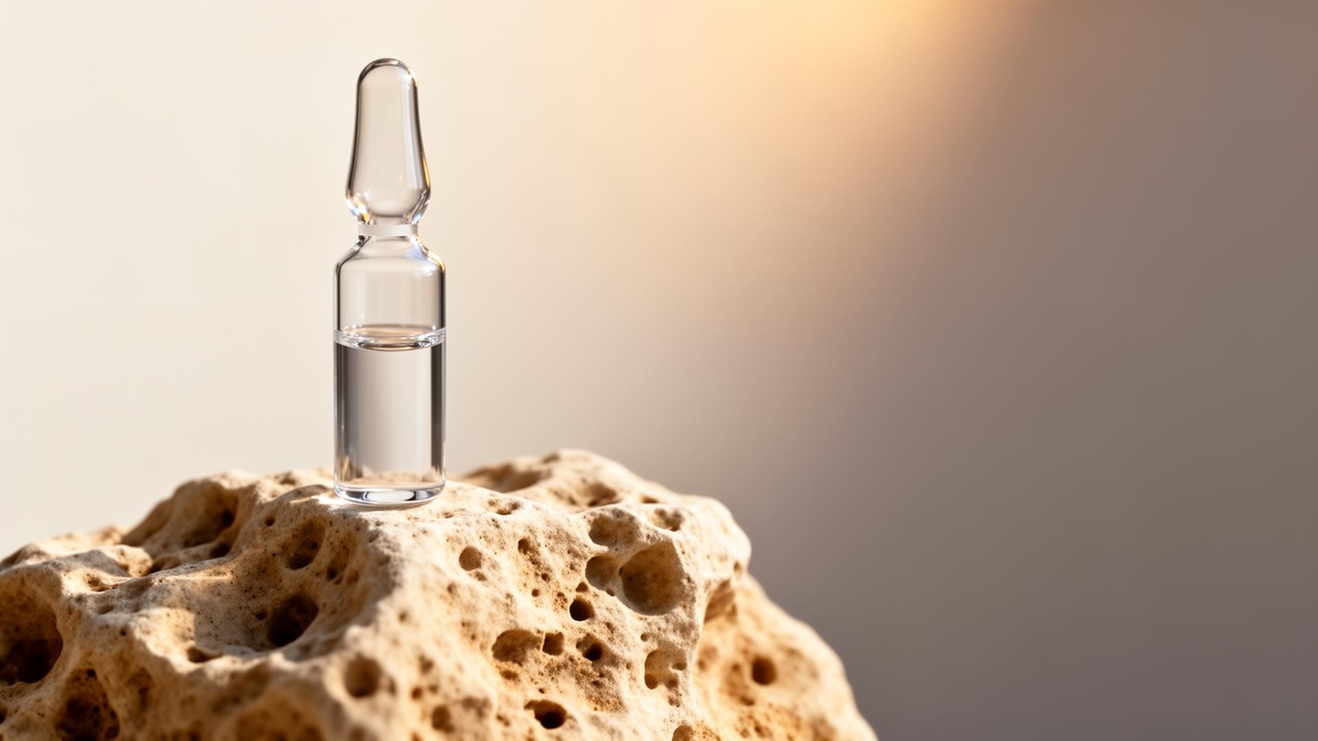 Pharma-Ampulle auf Naturstein – Schweizer Präzision